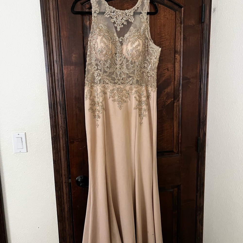 Ash Gold Sequin Halter Prom Gown
